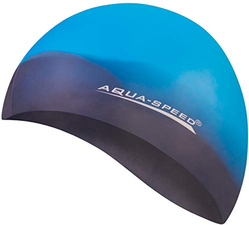 Aqua Speed BUNT Bademütze + Kleines Mikrofaserhandtuch | Damen & Herren | reißfeste Badekappe | Badehaube | Schwimmhaube Wettkampf für Erwachsene | Swimming Cap Kids | Silikon | 03. Bunt / 69
