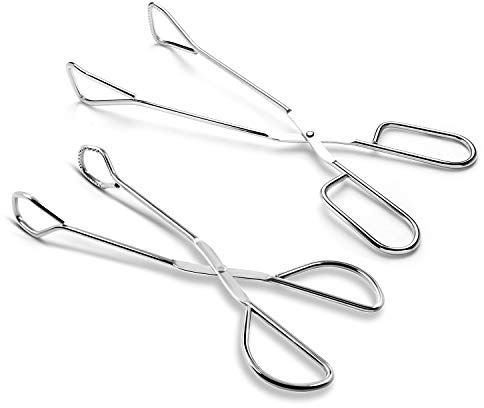 Hiash 9-Inch and 11-Inch Heavy Duty Stainless Steel Kitchen Tongs - Comfortable Ergonomic Grip, Scissor Design, Heat Resistant for BBQ and Cooking