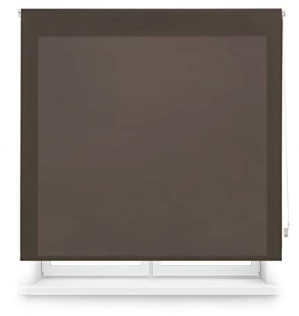 Blindecor Ara | Lichtdurchlässiges Rollo | Dunkelbraun | 100 x 250 cm (BxH) | Stoffgröße 97 x 245 cm | Rollos für fenster