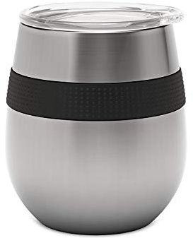 CAFE CONCETTO Reusable Coffee Cup 8oz/230ml - Premium Insulated Tumbler with Lid - Keep On-The-Go Drinks from Water to Wine Hot or Cold - Stainless Steel (Graphite)