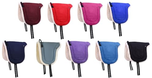 NETPROSHOP Bareback Pad Velour Reiten ohne Sattel mit Weichem Kunstfell Shetty/Pony/Full/XLFull, Groesse:Pony, Farbe:Rot