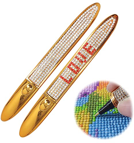 Viiegor Diamond Painting Stift 2 Stück DIY Diamant - Malerei Zubehör und Werkzeuge für Home Wand Decor Gemälde Kreuzstich Diamantmalerei oder Nagelkunst Dekoration - Gold