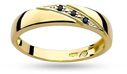 MARKO Damen-Goldring mit 0,02Ct schwarzen Diamanten, 14 Karat Gold (585) | Goldring inklusive Box | Goldring für Frauen