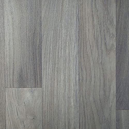 Mega Flooring UK Grey Wood Effect Non Slip Lino Home Office Kitchen Bedroom Bathroom Modern Design 2M 3M 4M wide Vinyl Flooring (2WX1.5L(6'6''X4''9), 594CW)