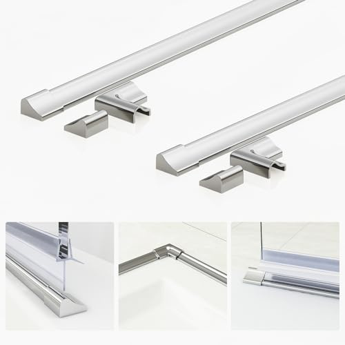 Boromal 2x95cm Schwallschutzprofil für Dusche Schwallleiste Alu Schwallschutzleiste für Glas Duschen