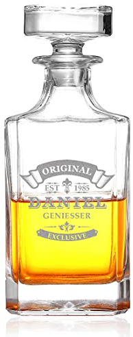 polar-effekt Decanter per whisky con incisione personalizzata, motivo: originale esclusivo – cristallo – fatto a mano – drink, cocktail – whisky, scotch – regalo di compleanno – decorazione bar