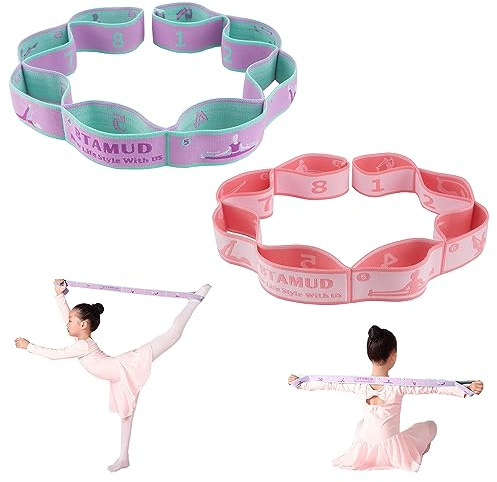 BTAMUD 2 Correas elásticas para niños, Bandas elásticas de Baile para niños, Bandas elásticas de Gimnasia, Bandas de Estiramiento para niños, Bandas de Estiramiento multibucle, Bandas de Ejercicio