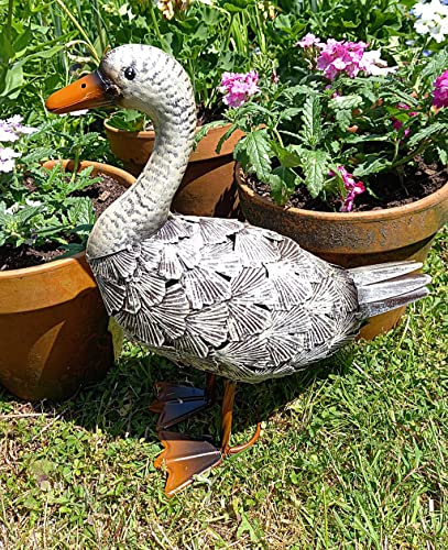 Inspirational Gifting 40cm tall Rita the duck Garden Metal Ornament Sculpture - a delightful painted metal Duck sculpture for your Garden Patio or terrace!