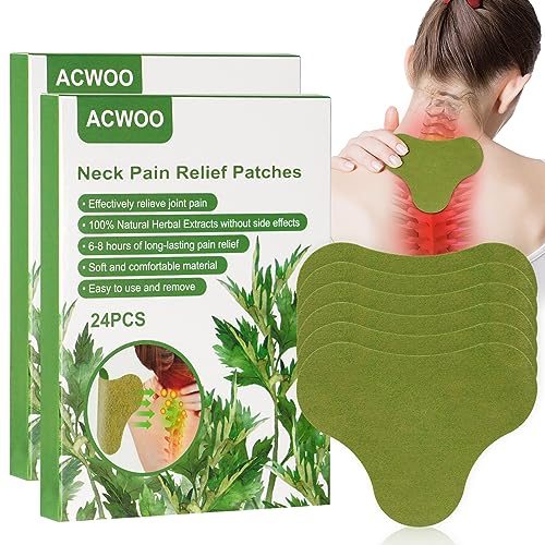 ACWOO Patch Anti Douleur au Cou, 48Pcs Patch Chauffant Cou, Patch Cou Anti Douleur, Patch Moxibustion Auto-Chauffant, Patch Anti-Douleur en Absinthe, Patch de Chaleur pour Douleurs au Articulations