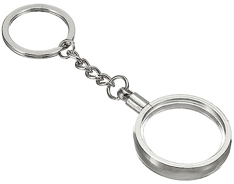 PATIKIL AA Monedero Soporte Llavero 30mm Redondo Medallón Porta Metal Plata