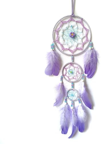 Donko Purple Dream Catcher Feather Dream Catchers Wall Decor Handmade Dreamcatcher Wall Hanging Ornament for Bedroom Living Room Home Decor