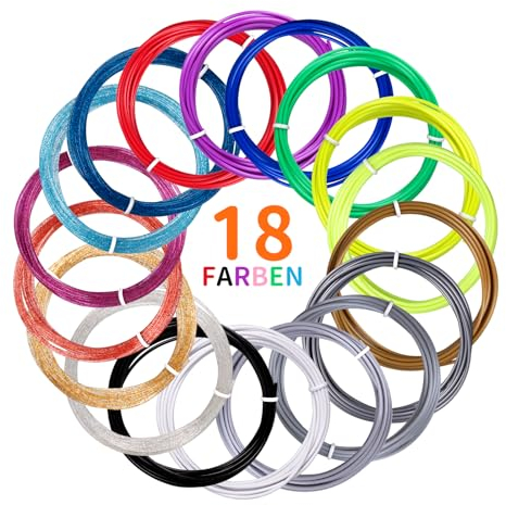 Kretrum 18 Farben 3D Stift Filament PLA 1.75mm 3D Druck Stift Filament Refills Kompatibel mit MYNT3D SCRIB3D NOT Fit Filapen jede Farbe 3M Total 236 feet