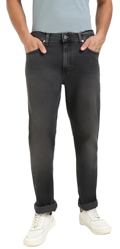 Calvin Klein mäns Straight Slim Fit jeans, Denim (denim svart), 36W x 32L
