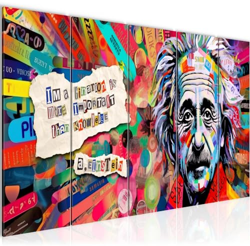 Runa Art Bild Einstein Street Art Wandbilder auf Vlies Leinwand 5 Teilig Wanddekoration Wohnzimmer Schlafzimmer 044956a