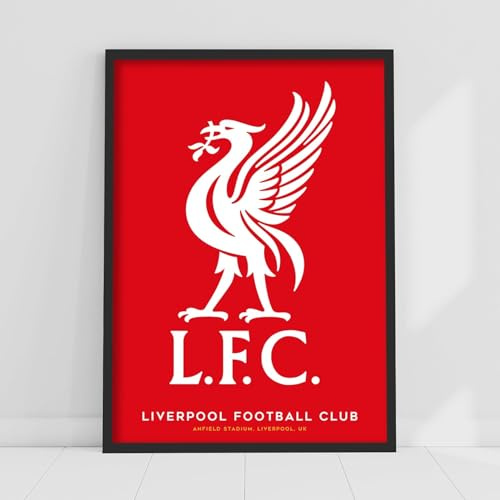 Themed Liverpool FC Print - Liver Bird Red Background Poster LFC Football Art (42cm x 59.4cm - A2)
