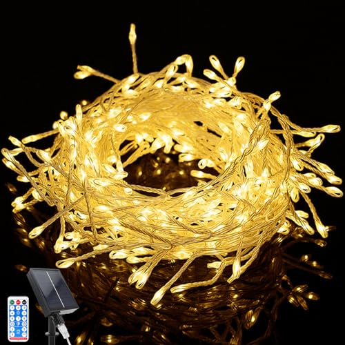 Acxilexy Solar Lichterkette Aussen, 10M Wasserdicht Weihnachtsbeleuchtung, 370 LEDs Solar Weihnachtsbeleuchtung Außen Garten Dekorative Lichter 8 Modi Fernbedienung Timer für Garten Weihnachten