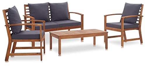 KOIECETA Garten-Lounge-Set mit Auflagen 4-TLG. Massivholz Akazie