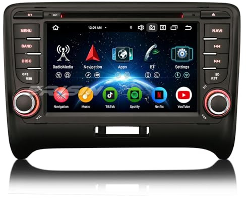 Erisin 8 Núcleos 4GB+64GB Android 14 GPS Navegación DVD Coche Estéreo de Automóvil para Audi TT MK2 7 Pulgadas IPS Pantalla Táctil Soporte CarPlay Android Auto OBD2 Buetooth WiFi Dab+ DSP RDS CANBUS