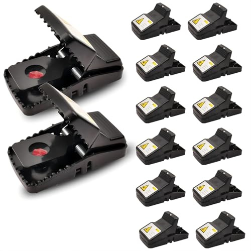 Trampa para ratas (paquete de 12), trampas grandes para ratones para uso en interiores y exteriores, reutilizables, rápidas, higiénicas, desconectadas, utilizadas para atrapar ratones, ardillas