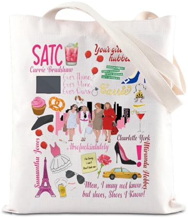 FOTAP SATC Merch Tragetasche Sex City Inspire, romantische Komödien, TV-Serie, Fans, Geschenk, Carrie Miranda Charlotte & Samantha