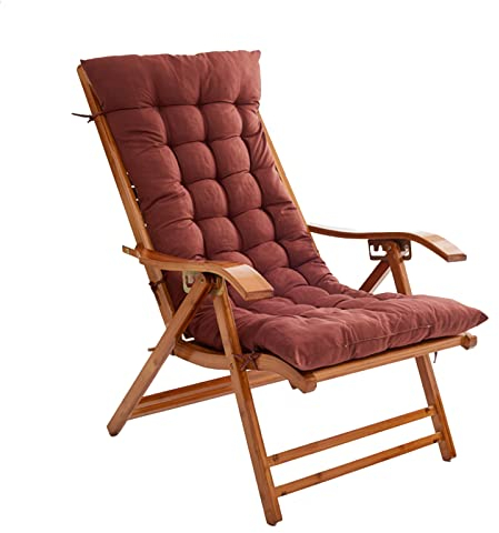 CCYENG Klappbarer Liegestuhl, 5-Fach Verstellbarer Sonnenliegestuhl aus Holz für Garten/Terrasse/Balkon, Loungesessel aus Bambus mit abnehmbarem Kissen, 5 Farben