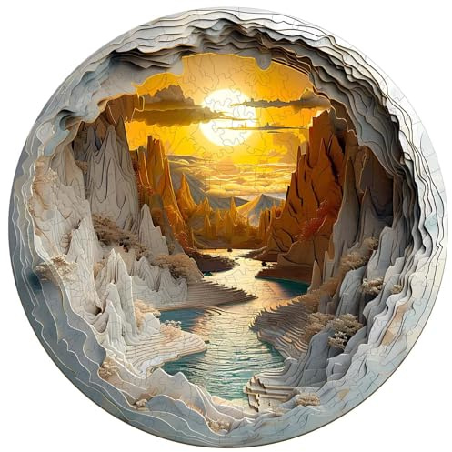 Blumuze Wooden Puzzles, 3D Vision Inside the Cave Wooden Jigsaw Puzzles for Adults, Unique Shaped Animal Wood Puzzles for Adults 14+ with Wood Gift Box 300pcs-L-34 * 34cm