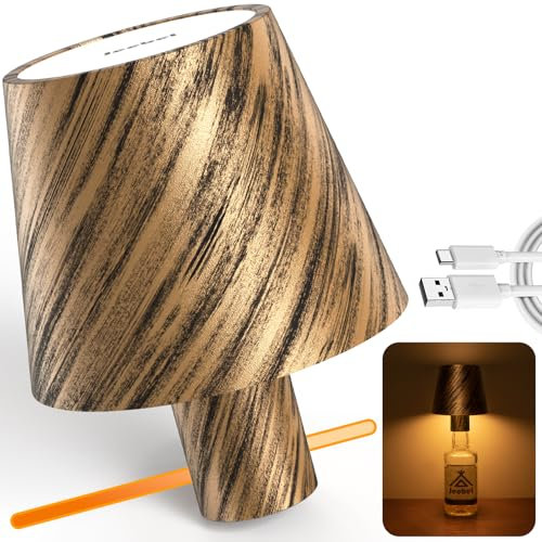 Jeebel Lampada per Bottiglia LED 5200mAh Lampada Tappo Senza Fili con Controllo Touch/Dimmerabile/ IP54/ 3 Modalità, Luce da Bottiglia Portatile in Metallo per Indoor-Outdoor Ristorante Bar Campeggio