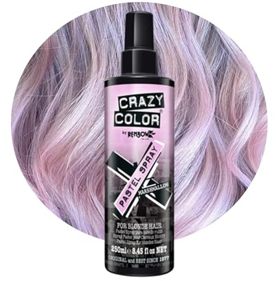Crazy Color Marshmallow Temporary Pastel Hair Spray | Icy Pale Pink Pigment. 1-3 washes. 250ml.
