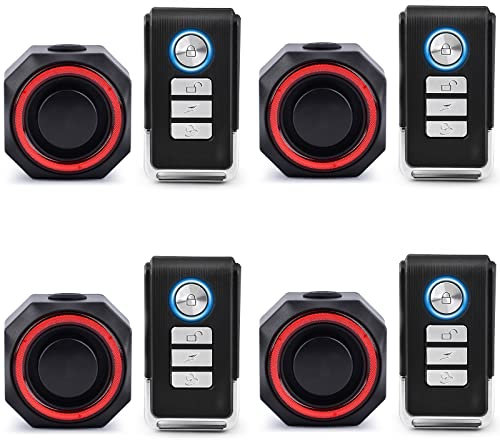 NineLeaf Bike Alarms for Ebikes,Bike Alarm with Remote,Motorcycle Alarm System,IP65 Waterproof,113db super loud,USB Charging, Suitable for Bicycles,Motorcycles,Electric Bikes,Electric Scooters,4PK