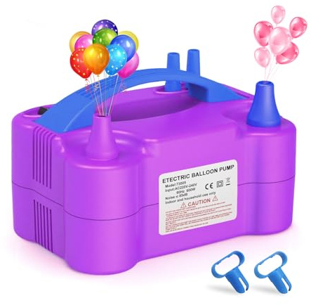 PlusFive Luftballonpumpe, Luftpumpe Elektrisch (220V-240V 600W), Ballonpumpe Elektrisch mit Tragbare Doppeldüse und 2 Modes, Luftballon Aufblasgerät für Party, Hochzeit, Geburtstag, Festival Deko
