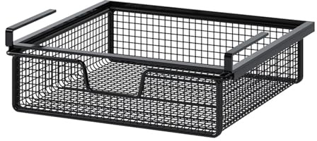 Ronyme Under Shelf Storage Basket Hanging Unit Underwear Holder Under Cabinet for Kitchen and Bedroom, Black M