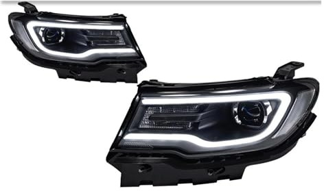 Faro Proiettore Fanale Anteriore Per Jeep Per Compass 2017-2022 2 Pezzi Di Ricambio Per Luci Auto Fari Anteriori A LED O Allo Xeno Doppio Proiettore A LED Faro Principale(No bulb)