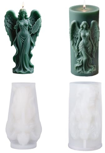 Kerzenformen Zum Gießen, Engel Mit Flügeln Gießformen, SilikonKerzen Silikonformen, 3D DIY Silikonform Kerzen(Zylinderengel)