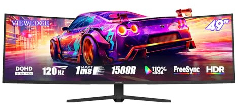 Viewedge - Monitor para juegos curvado FHD de 49, VA 5120 x 1440 1500R, 120Hz / 0,5ms (GtG, Min. ), Adaptive-Sync - DP, HDMI