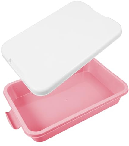 GETAJGHSD Boys and Girls Plastic Sandbox Sand Tray with Lid Small Portable Toy Storage Box for Outdoor Play Pink Sandpit Organizer for Children’s Beach and Garden Activities