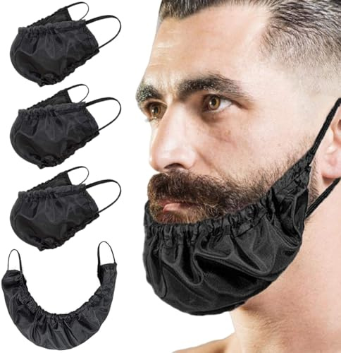 UIEXAY 4 Stück Bartschutz, Haarabdeckungen, Haarnetz, Elastische Bartnetze, bequeme Bart Abdeckungen für Männer, Wiederverwendbar zum Essen Schlafen Hygienischer