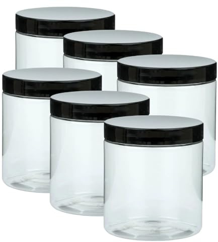Lot de 6 boîtes cosmétiques vides en PET de 250 ml avec couvercle à visser, réutilisables et hermétiques, pour crèmes, lotions, gommages et produits cosmétiques