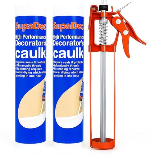 SupaDec 2 × Decorators Caulk 300ml with Caulking Gun | Flexible Filler & Sealant Set for Gaps, Cracks & Joints | Smooth Finish, Paintable, Easy Application Bundle