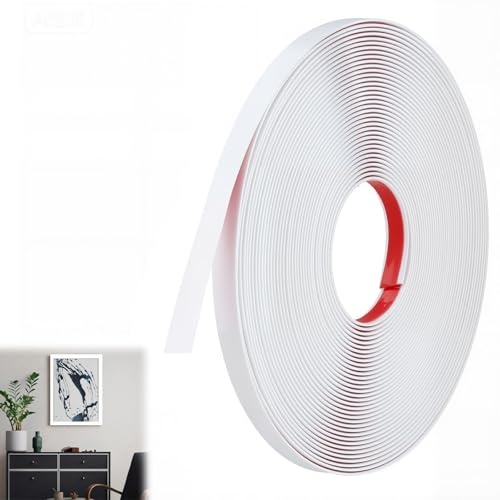 ddckj 18M Moulure Adhesive Blanc Mat Baguette de Finition PVC Moulure Flexible Convient à Cadres de Miroirs, Fenêtres, Encadrement Porte, Sols, Armoires, Bords de Carreaux(Lg:1cm, E:1.5mm)