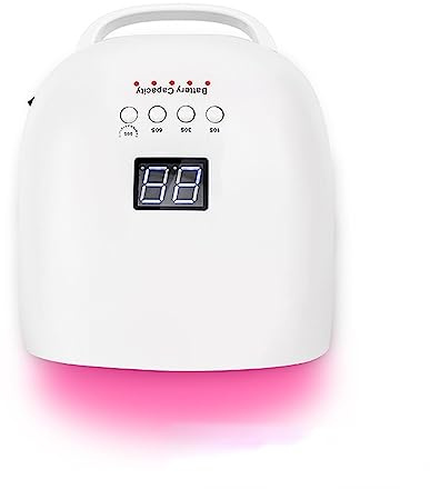 Lampe UV Ongles Gel, Lampe à ongles LED UV Lampe à ongles rechargeable 86W Sèche-vernis à gel sans fil Lumière rouge Manucure Lumière avec poignée Lampe à LED UV sans fil for ongles(blanc)