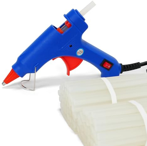 Kamria 20W Mini Hot Glue Gun Kit with 100 Premium Glue Sticks, Fast Heating Compact Hot Melt Glue Gun with Switch & Stand for DIY Arts & Crafts, School Projects and Quick Home Repairs