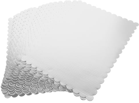 TOYANDONA Sottotorta Rettangolare in Cartone Ondulato Bianco 20 Pezzi 10X14 Pollici Bordo Ondulato Smerlato Base Antigrasso per Torte a Strati Compleanno Matrimonio ed Eventi