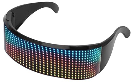 TOPINCN Occhiali a Matrice LED Occhiali Luminosi Personalizzabili Graffiti Immagine Animazione Musica Ritmo per Carnevali Feste di Compleanno Leggeri