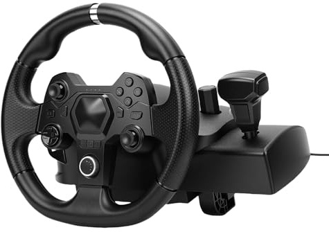 VELATEMOR Gaming-Lenkrad, 11-Zoll-Driving-Force-Rennrad und -Pedal, Einstellbare Lenkdynamik, Anpassbare Pedalsteuerung, Federbelastete Pedalbetätigung, für,