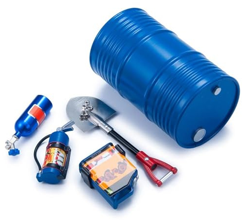 Pour 1/10 Tambour D'huile Pour Mini Pelle Pour Extincteur Bouteille D'azote 5 Pièces RC Voiture Décorations Ensemble RC Outils Sur Chenilles RC Mise Niveau Modèles(Blue)