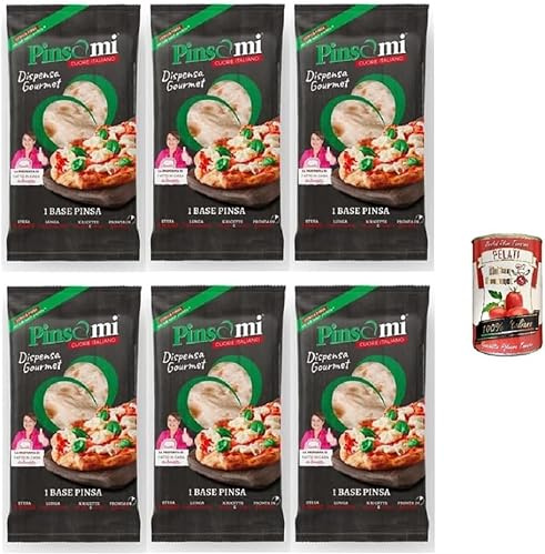 Italian Gourmet Bundle 6x Base Pinsa PinsaMi 230g (Total 1,38kg) Pinsa Romaine Prête à Garnir, Base Croustillante & Moelleuse, Cuisson Rapide au Four, Soirée Pizza Maison + Italian Gourmet Pelati | PIzza