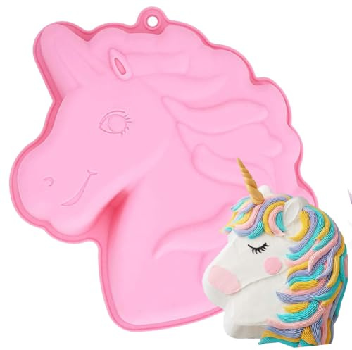 LIAJIA Einhorn Backform Silikonformen Einhorn Kuchenform Silikon Form Mousse Kuchenbackform Schokoladenformen Motivbackformen Gelee Dessert Soap Geburtstag Halloween Weihnachten