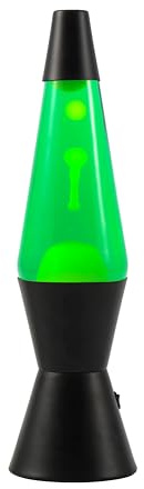 I-TOTAL® - LED-Lavalampe – Modernes Design mit fließendem Blaseneffekt, geringer Energieverbrauch, integriertes LED-Licht, 37 cm (Schwarzer Sockel, grüne Flüssigkeit, gelbes Wachs)