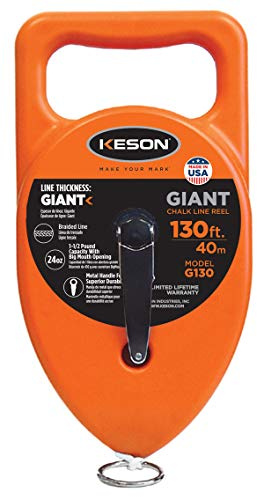 Keson G130 Giant Chalk Line Reel, 24-Ounce Chalk Capacity, 130-Foot