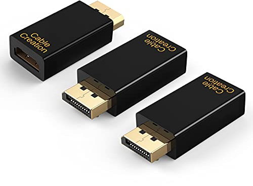 CableCreation Adattatore DisplayPort a HDMI, 3 pezzi, 1080P 4K 3D placcato oro DP a HDMI, 1,4 V